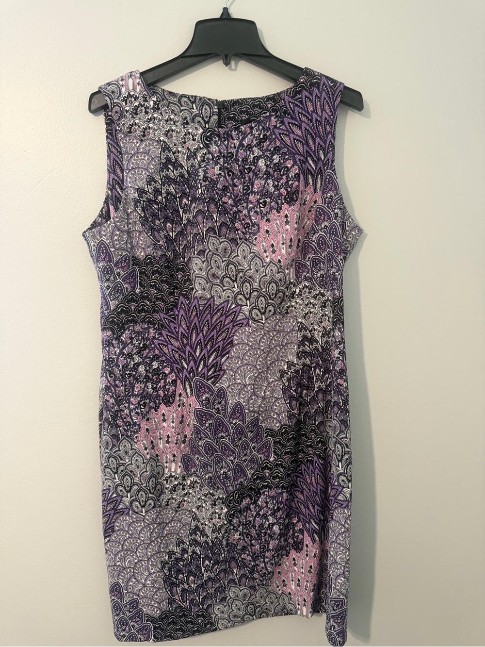 Connected Apparel Purple Paisley Geometric Sleeveless Shift Sheath Dress 16